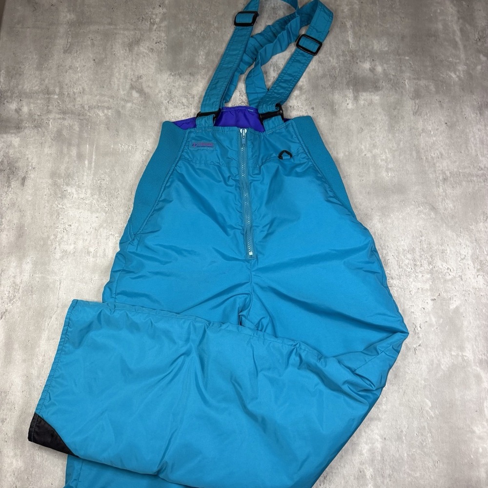 Vintage Columbia Bugaboo Snow Bibs Womens Small Teal Ski Pants 90s